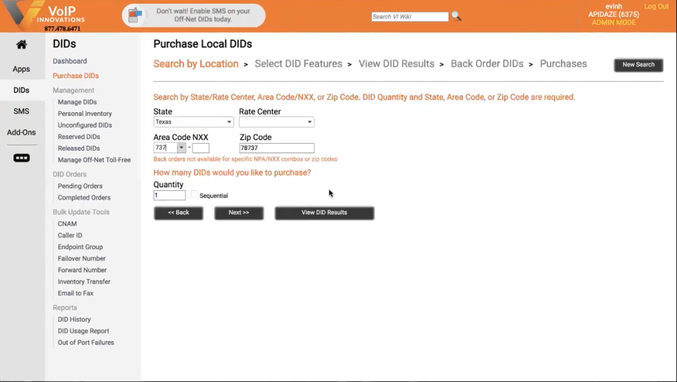 screenshot of VoIP Innovations